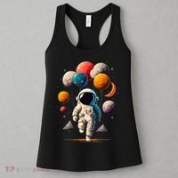 Astronaut holding Planet Balloons Solar System space Women's Tank Top thumb 3
