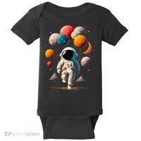 Astronaut holding Planet Balloons Solar System space Baby Bodysuit thumb 0