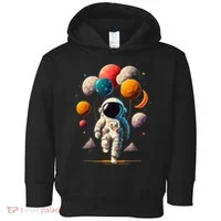 Astronaut holding Planet Balloons Solar System space Toddler Hoodie thumb 0