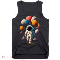 Astronaut holding Planet Balloons Solar System space Tank Top thumb 0