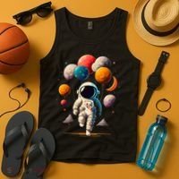 Astronaut holding Planet Balloons Solar System space Tank Top thumb 4
