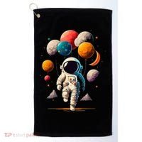 Astronaut holding Planet Balloons Solar System space Golf Towel thumb 0