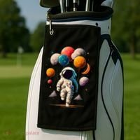 Astronaut holding Planet Balloons Solar System space Golf Towel thumb 2