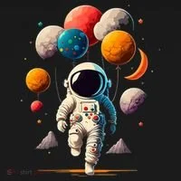 Astronaut holding Planet Balloons Solar System space Women's T-Shirt thumb 6