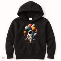 Astronaut holding Planet Balloons Solar System space Kids Hoodie thumb 0