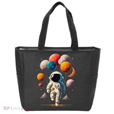 Astronaut holding Planet Balloons Solar System space Tote Bag