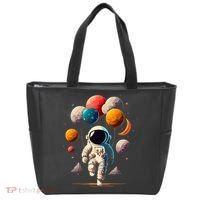 Astronaut holding Planet Balloons Solar System space Tote Bag thumb 0