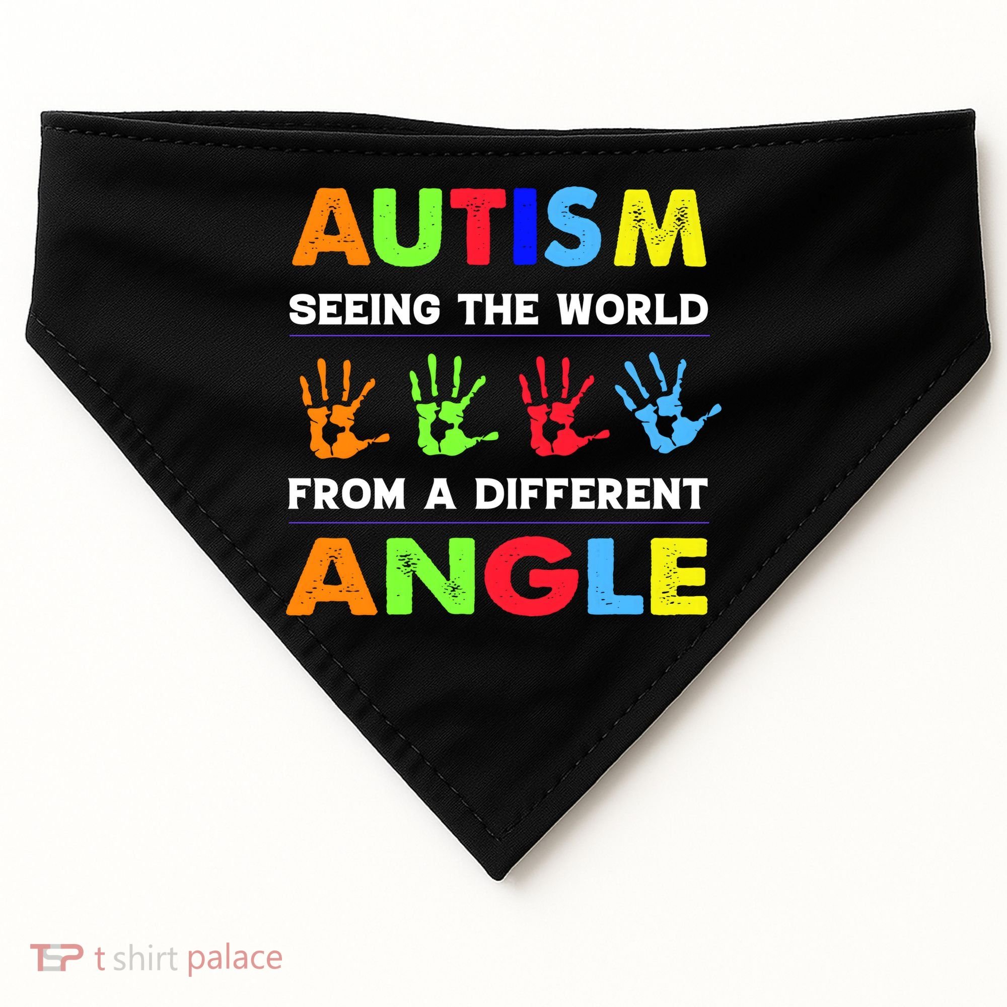 Autism Hand Prints Seeing The World From A Different Angle USA-Made Doggie Bandana