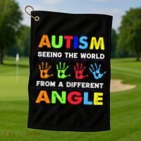 Autism Hand Prints Seeing The World From A Different Angle Golf Towel thumb 1