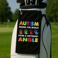 Autism Hand Prints Seeing The World From A Different Angle Golf Towel thumb 2