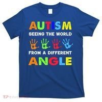 Autism Hand Prints Seeing The World From A Different Angle T-Shirt thumb 0