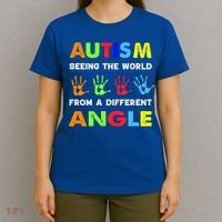 Autism Hand Prints Seeing The World From A Different Angle T-Shirt thumb 4