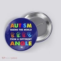 Autism Hand Prints Seeing The World From A Different Angle Button thumb 0