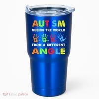 Autism Hand Prints Seeing The World From A Different Angle Tumbler thumb 0