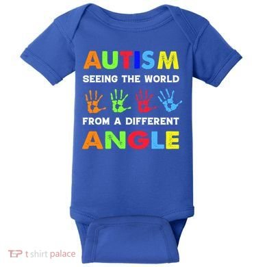 Autism Hand Prints Seeing The World From A Different Angle Baby Bodysuit