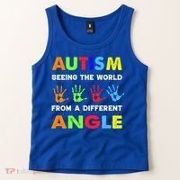 Autism Hand Prints Seeing The World From A Different Angle Tank Top thumb 2