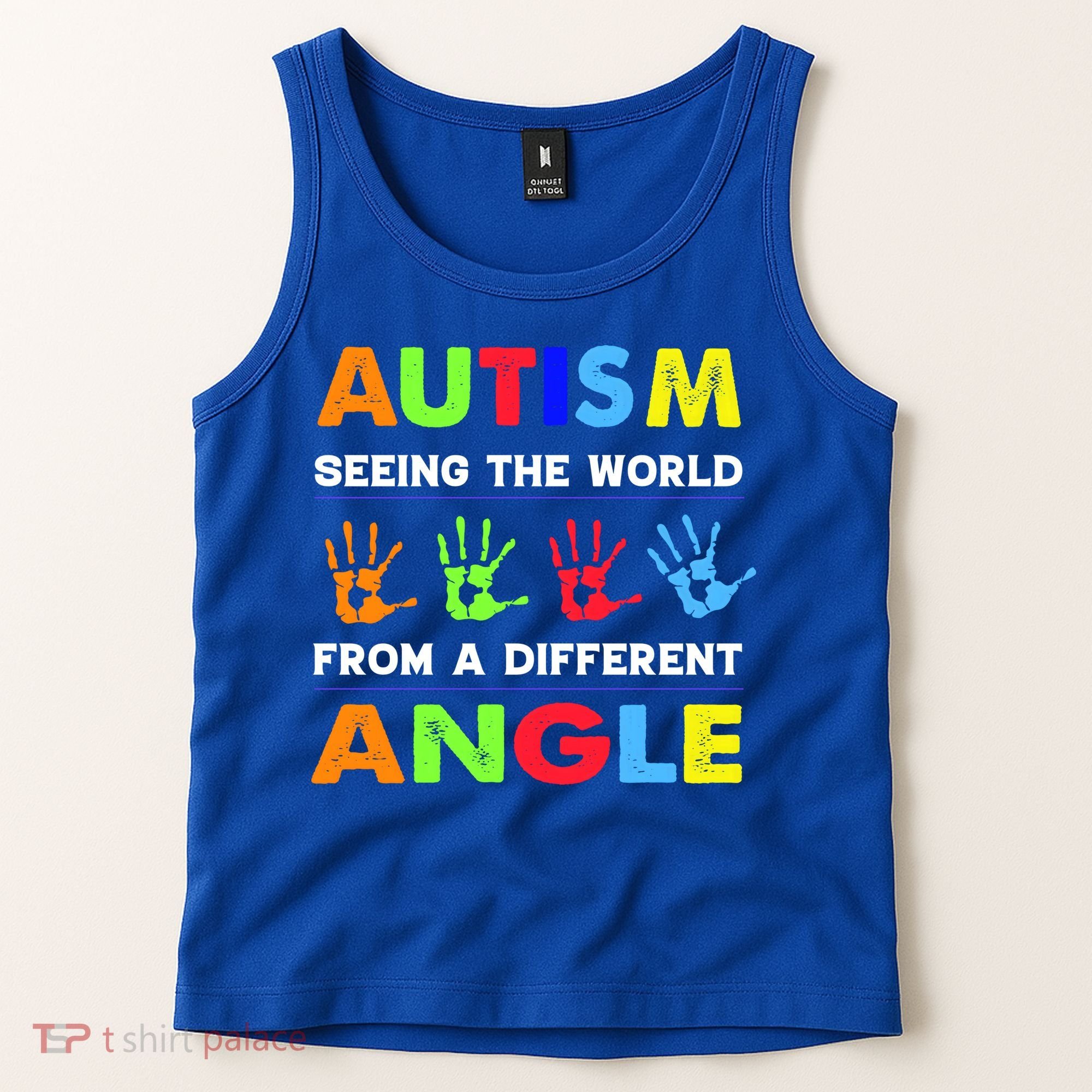Autism Hand Prints Seeing The World From A Different Angle Tank Top