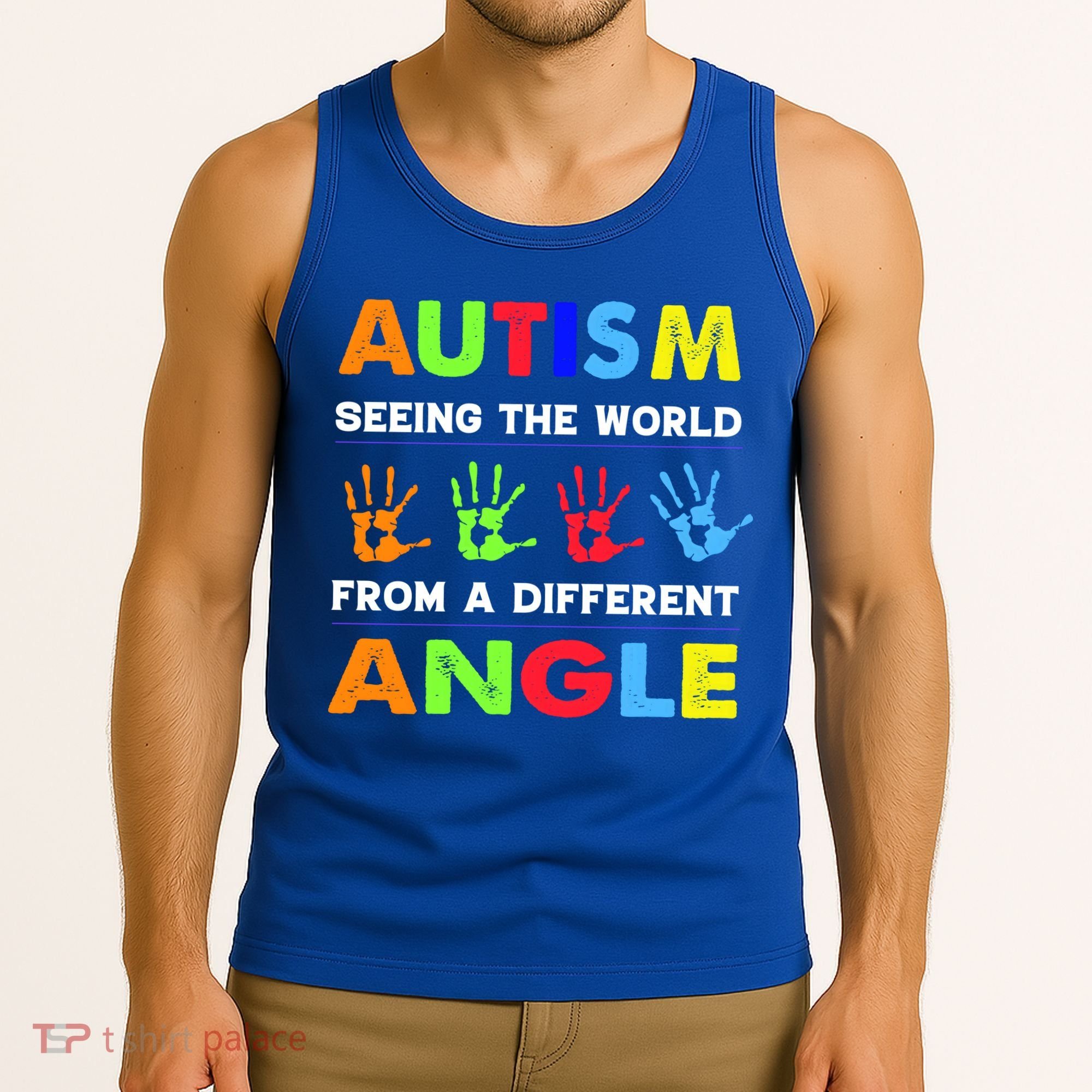 Autism Hand Prints Seeing The World From A Different Angle Tank Top