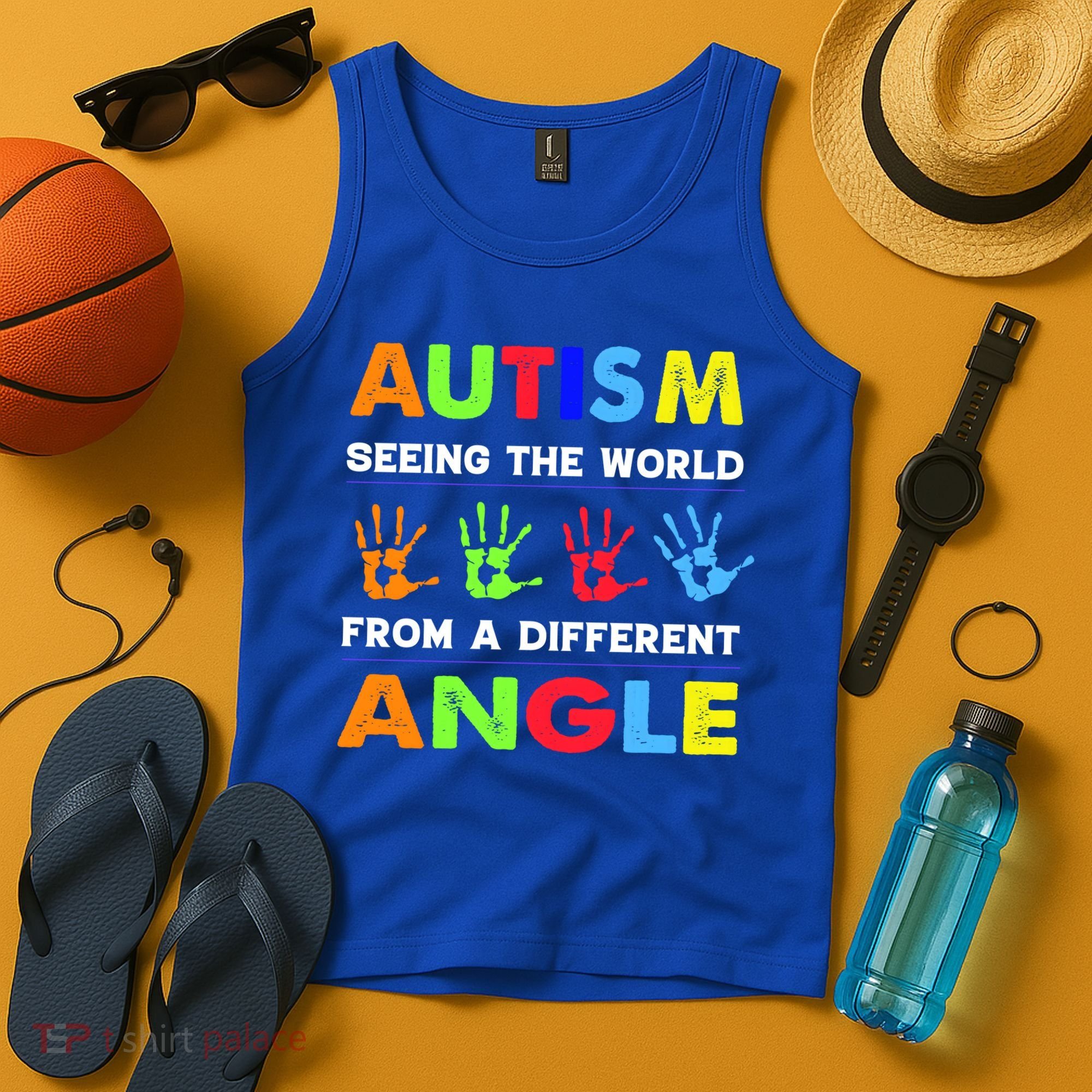 Autism Hand Prints Seeing The World From A Different Angle Tank Top