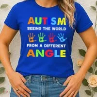Autism Hand Prints Seeing The World From A Different Angle Women's T-Shirt thumb 2