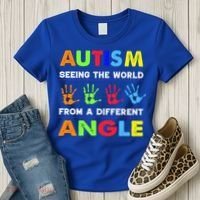 Autism Hand Prints Seeing The World From A Different Angle Women's T-Shirt thumb 3