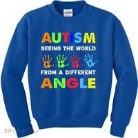 Autism Hand Prints Seeing The World From A Different Angle Kids Sweatshirt thumb 0