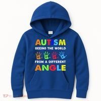 Autism Hand Prints Seeing The World From A Different Angle Kids Hoodie thumb 0