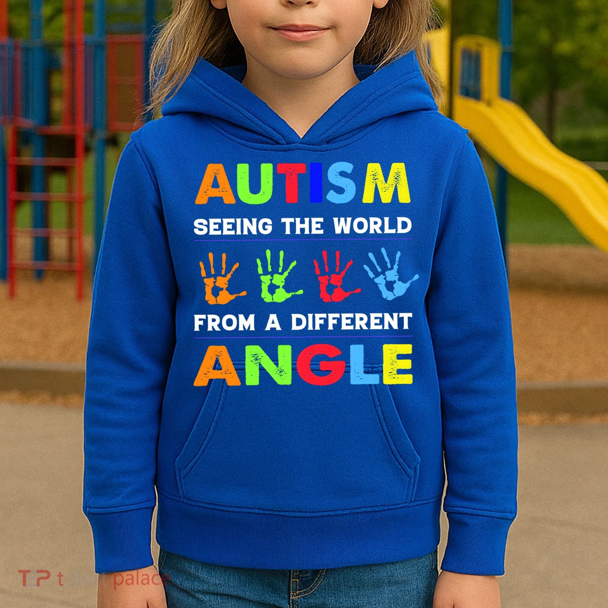 Autism Hand Prints Seeing The World From A Different Angle Kids Hoodie