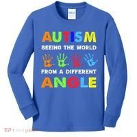 Autism Hand Prints Seeing The World From A Different Angle Kids Long Sleeve Shirt thumb 0
