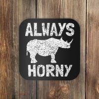 Always Horny Rhino Funny Happy Valentine's Day Coaster thumb 0