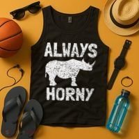 Always Horny Rhino Funny Happy Valentine's Day Tank Top thumb 4