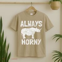 Always Horny Rhino Funny Happy Valentine's Day T-Shirt thumb 2