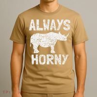 Always Horny Rhino Funny Happy Valentine's Day T-Shirt thumb 3