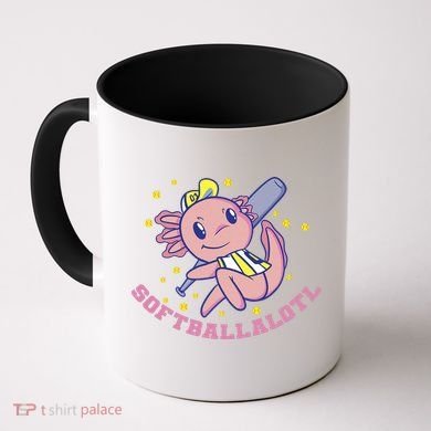 Axolotl Holding Softball Bat Design Softballalotl Graphic  Coffee Mug