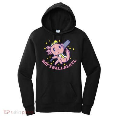 Axolotl Holding Softball Bat Design Softballalotl Graphic  Women's Hoodie
