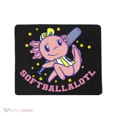 Axolotl Holding Softball Bat Design Softballalotl Graphic  Mousepad