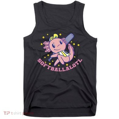 Axolotl Holding Softball Bat Design Softballalotl Graphic  Tank Top