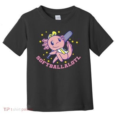 Axolotl Holding Softball Bat Design Softballalotl Graphic  Toddler T-Shirt