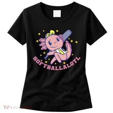 Axolotl Holding Softball Bat Design Softballalotl Graphic  Women's T-Shirt