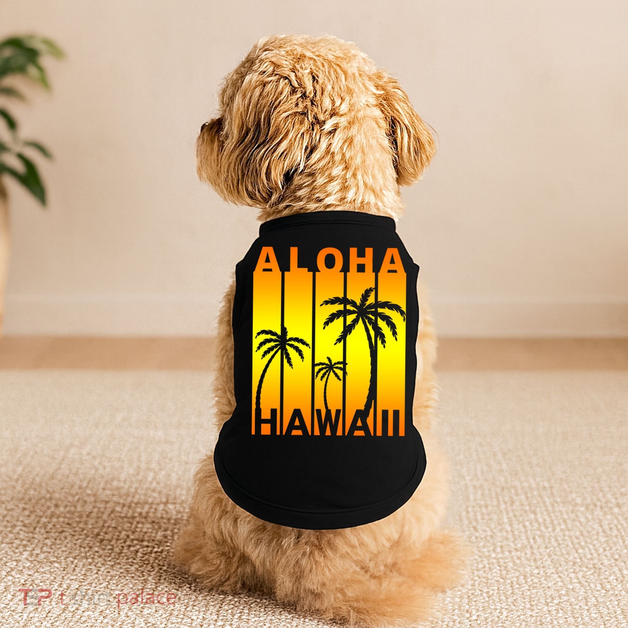 Aloha Hawaii Sunset Palm Trees Doggie Tank