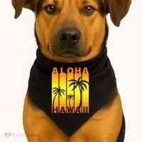 Aloha Hawaii Sunset Palm Trees USA-Made Doggie Bandana thumb 1