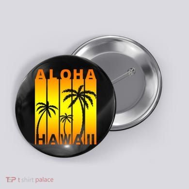 Aloha Hawaii Sunset Palm Trees Button