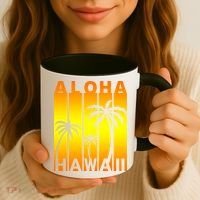 Aloha Hawaii Sunset Palm Trees Coffee Mug thumb 3