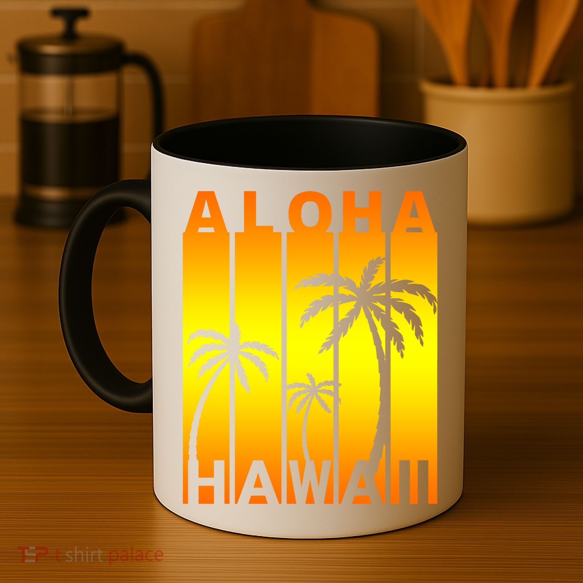 Aloha Hawaii Sunset Palm Trees Coffee Mug