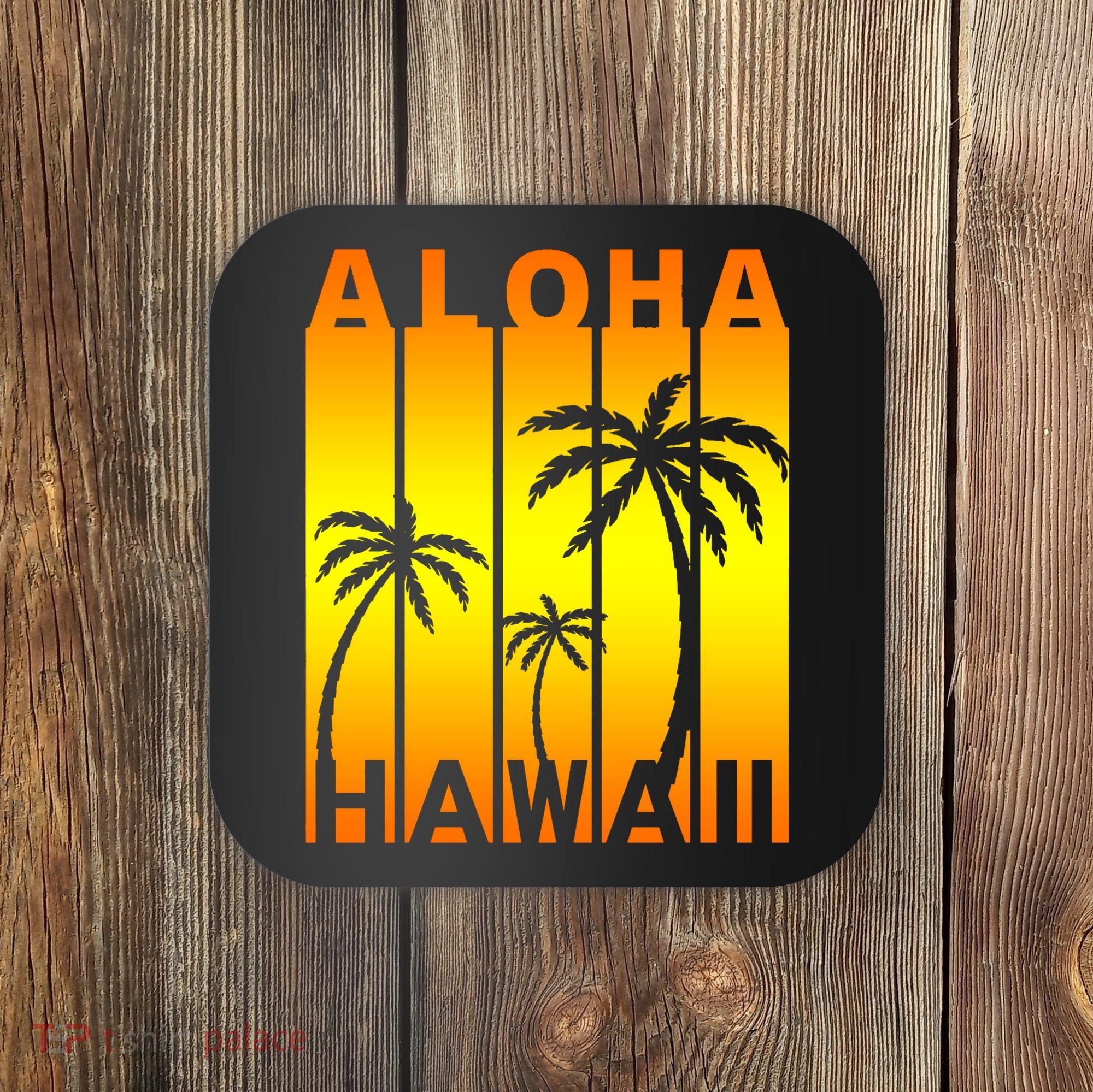Aloha Hawaii Sunset Palm Trees Coaster