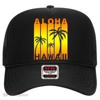 Aloha Hawaii Sunset Palm Trees Hat thumb 0