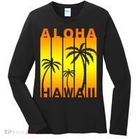 Aloha Hawaii Sunset Palm Trees Women's Long Sleeve Shirt thumb 0