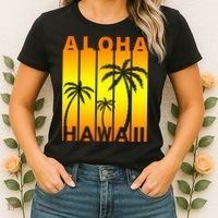 Aloha Hawaii Sunset Palm Trees Women's T-Shirt thumb 2