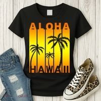 Aloha Hawaii Sunset Palm Trees Women's T-Shirt thumb 3