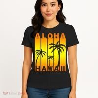 Aloha Hawaii Sunset Palm Trees Women's T-Shirt thumb 4